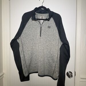 Cinch 1/4 Zip Pullover Sweater Men Large Heather Gray Embroidered Logo
